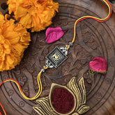 Vriksham Rakshabandhan Sliver Plated Square with Ganapati Rakhi-RB173